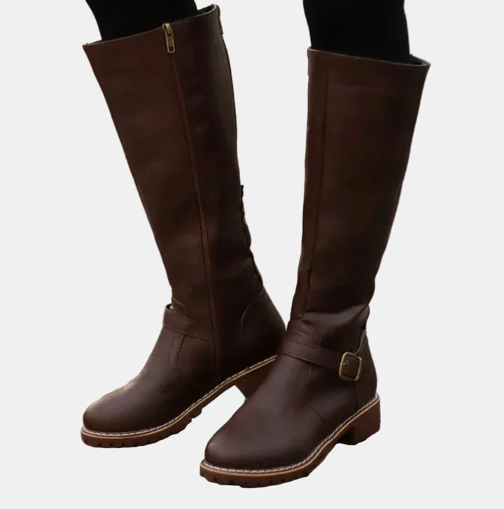 Luna | Elegant And Comfortable Buckle Strap Knee High Boots