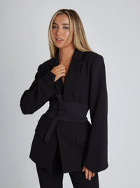Claire | Sophistication And Tailored Belted Luxe Blazer