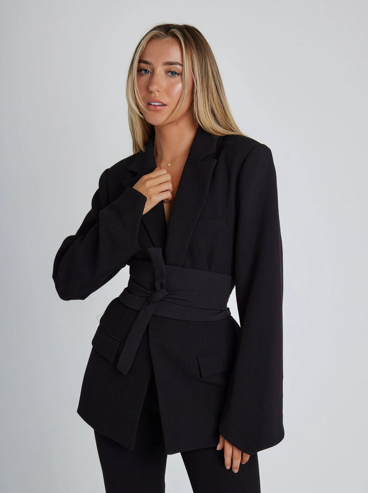 Claire | Sophistication And Tailored Belted Luxe Blazer