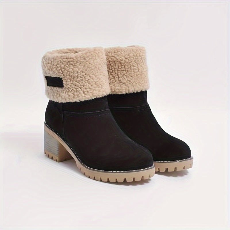Elena | Cozy And Fleece-Lined Boots with Block Heel