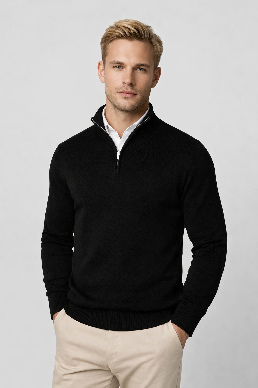 Arthur | Modern And Versatile Half Zip High Neck Sweater