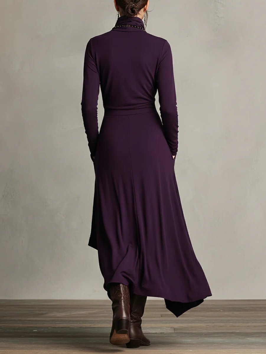 Caroline | Modern Asymmetrical Long Sleeved Maxi Dress