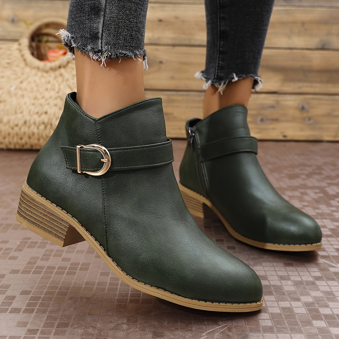 Eliana | Stylish Buckle-Strap Chelsea Ankle Boots