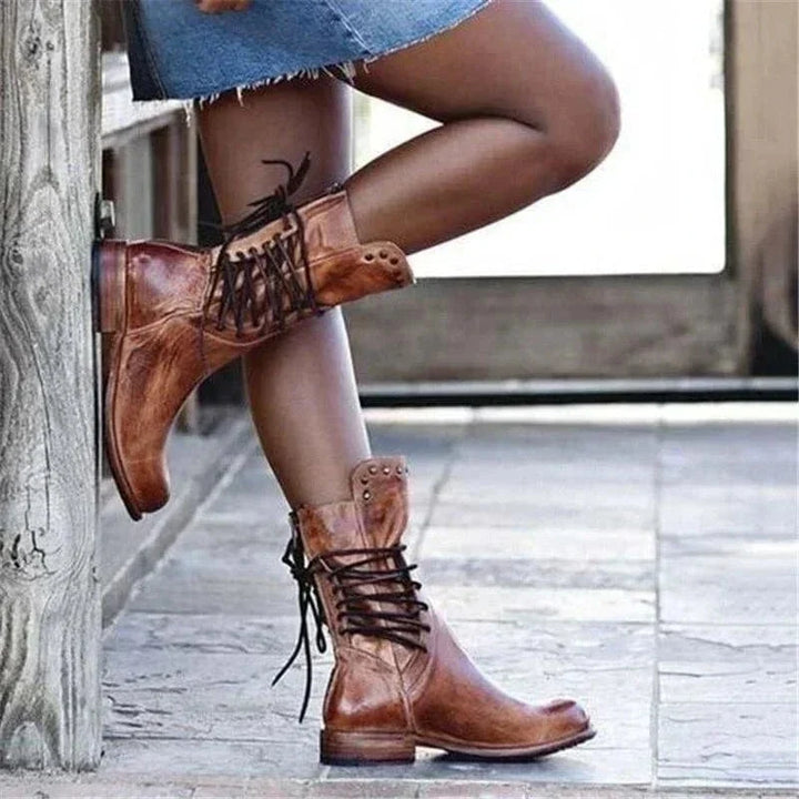 Sienna | Rustic Western Lace-Up Ankle Boots