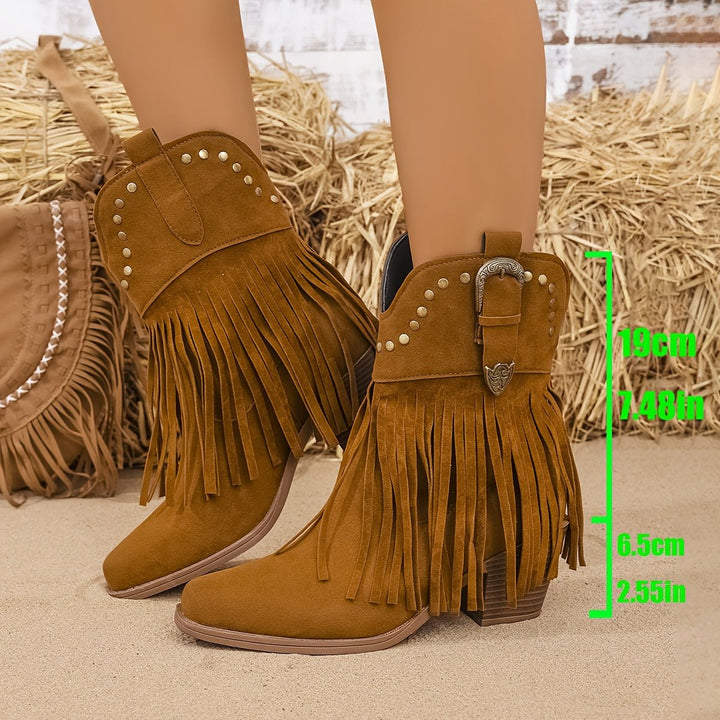 Nora | Stylish And Studded Fringe Western Cowboy Boots