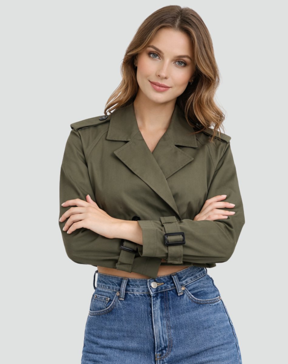 Olivia | Eleganter kurzer taillierter Trenchcoat