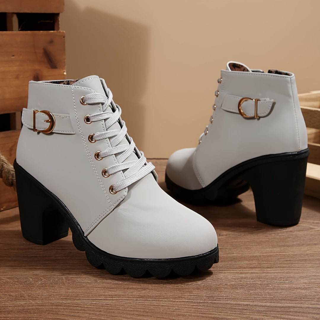 Liora | Lace-Up Block Heel Ankle Boots