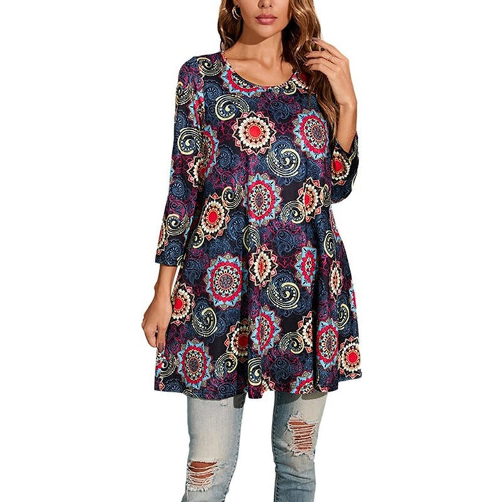 Elise | Leichtes A-Linien-Tunikashirt mit Mandala-Print