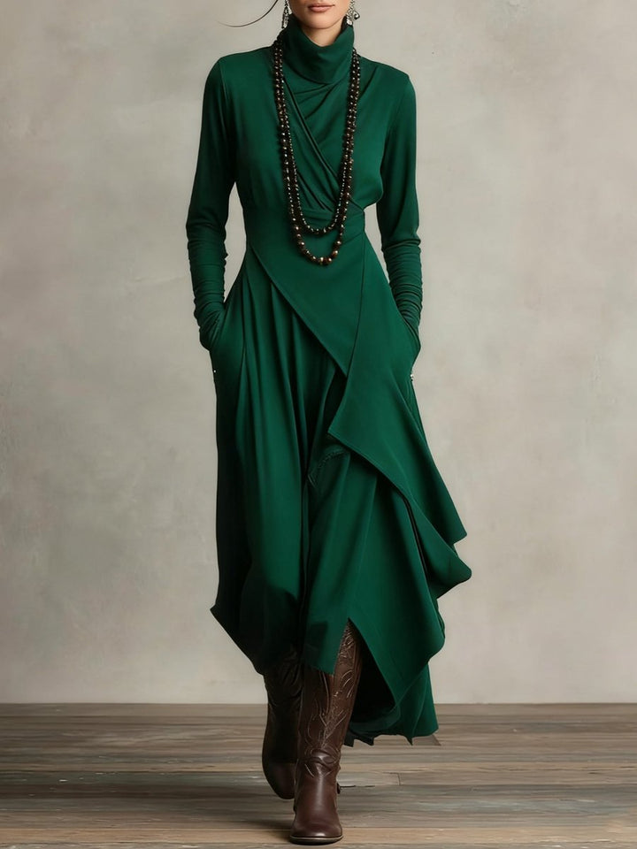 Caroline | Modern Asymmetrical Long Sleeved Maxi Dress