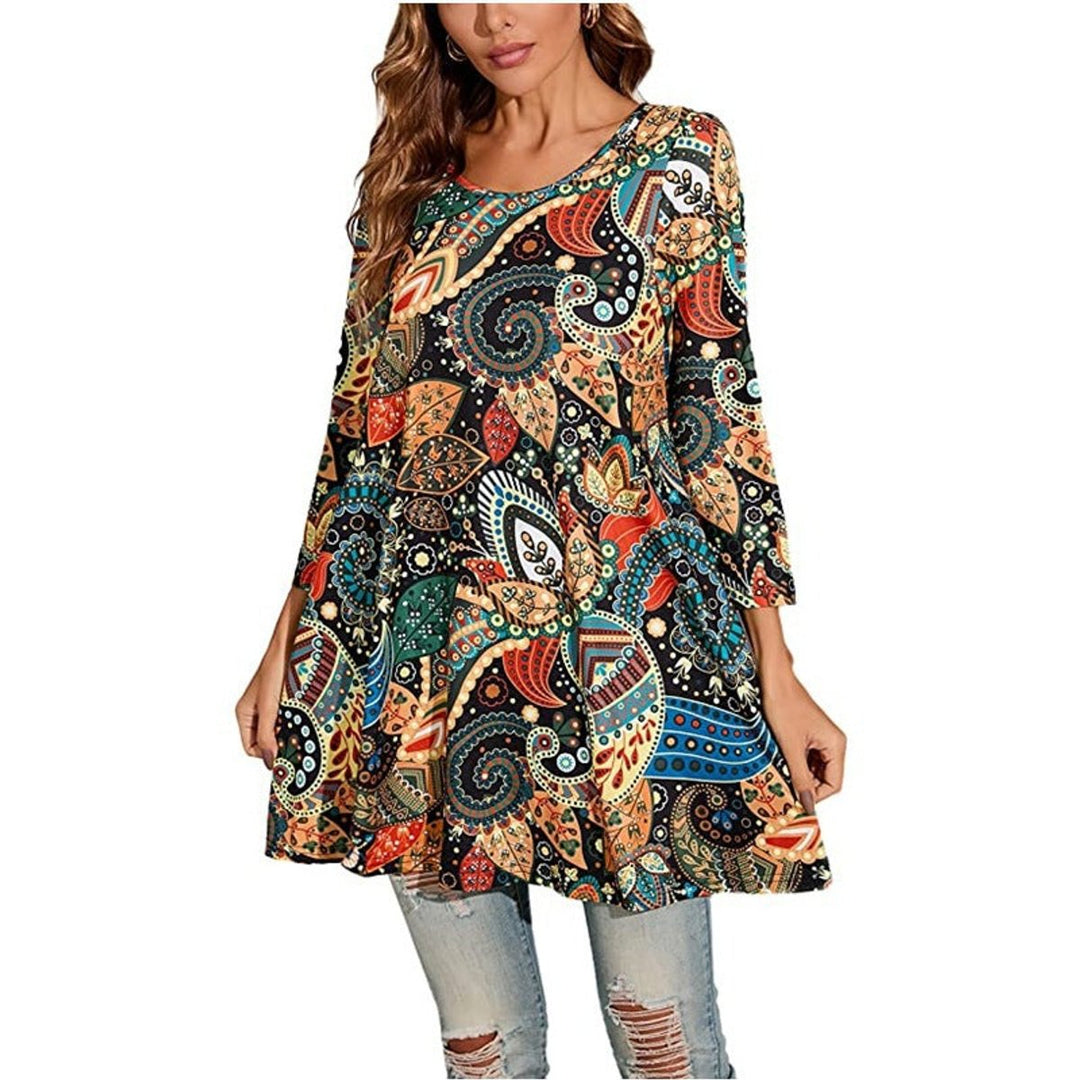 Elise | Leichtes A-Linien-Tunikashirt mit Mandala-Print
