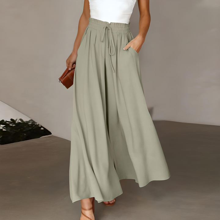 Sophia | Elegante und atmungsaktive Hose aus reiner Baumwolle mit weitem Bein