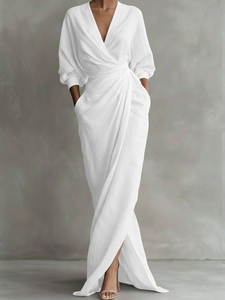 Daisy | Elegant And Flowing Wrap-Style Long Sleeved Maxi Dress