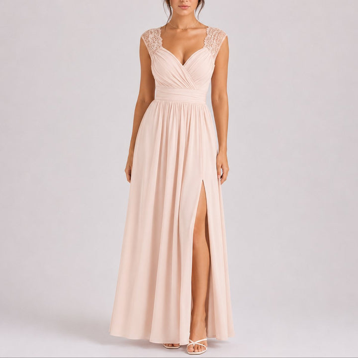 Sophia | Elegant And Sophisticated Fall Wedding Lace Maxi Dress