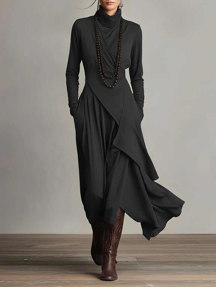 Caroline | Modern Asymmetrical Long Sleeved Maxi Dress