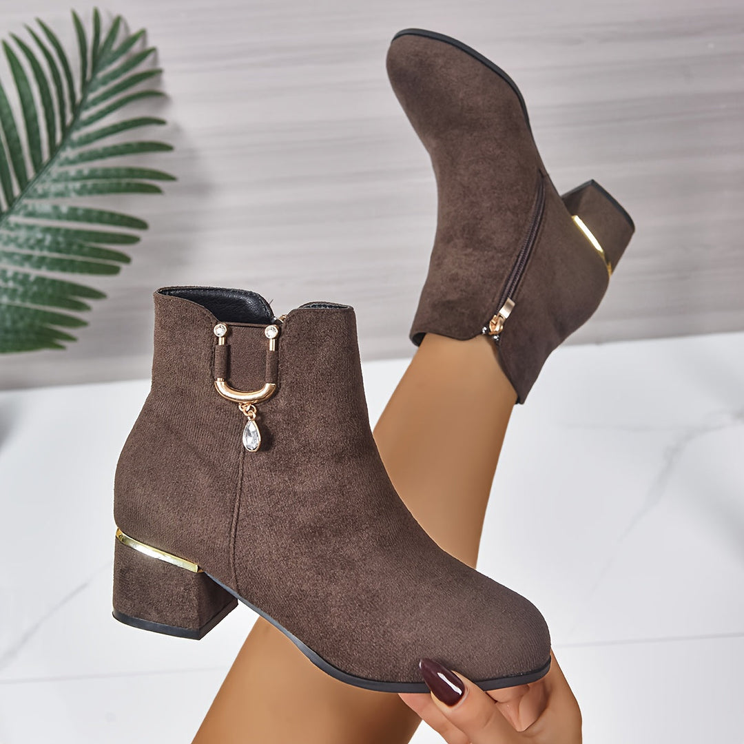 Leonie | Stylish Suede Chelsea Ankle Boot with Block Heel
