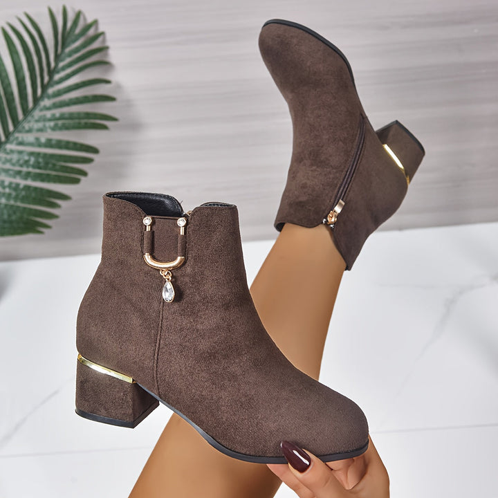 Leonie | Stylish Suede Chelsea Ankle Boot with Block Heel