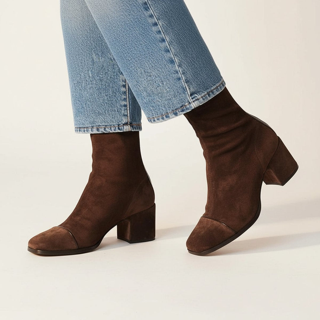 Freya | Stylish Square Toe Block Heel Ankle Boots