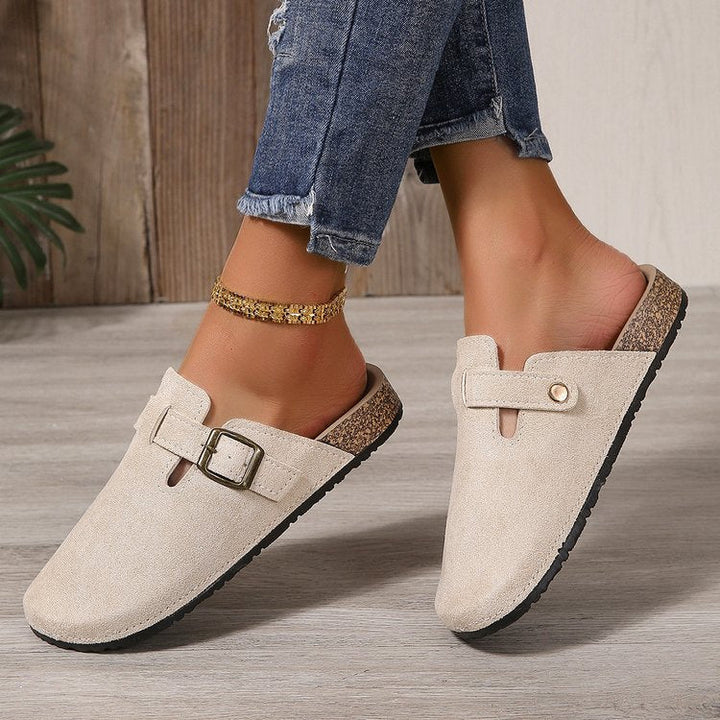 Aurelia | Mules confortables en daim à boucle, à enfiler, pour femme