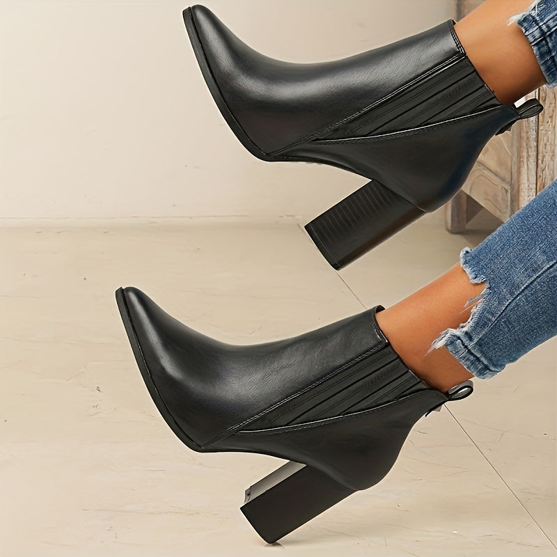 Madison | Comfortable Pointed Toe Block Heel Ankle Boots