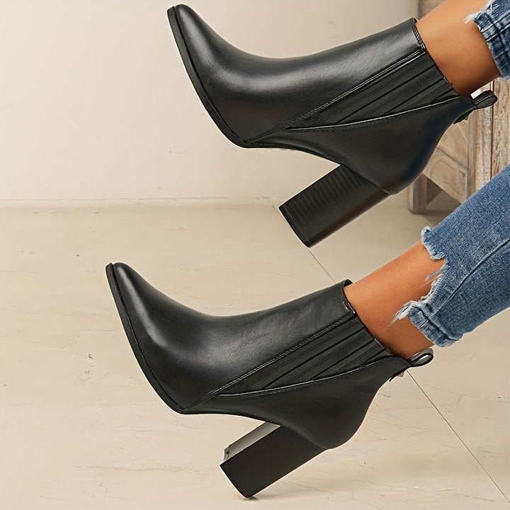 Madison | Comfortable Pointed Toe Block Heel Ankle Boots