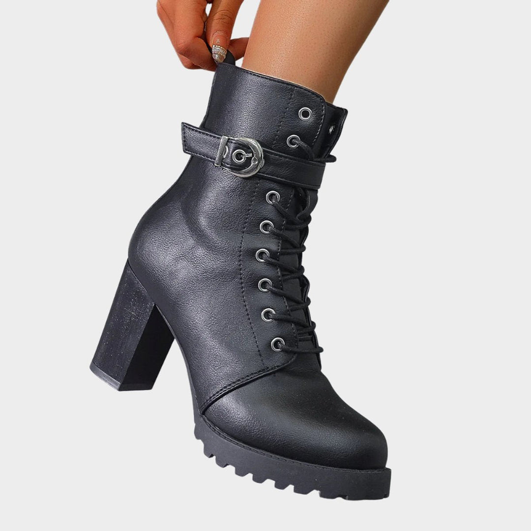 Maya | Edgy Block-Heel Combat Ankle Boots