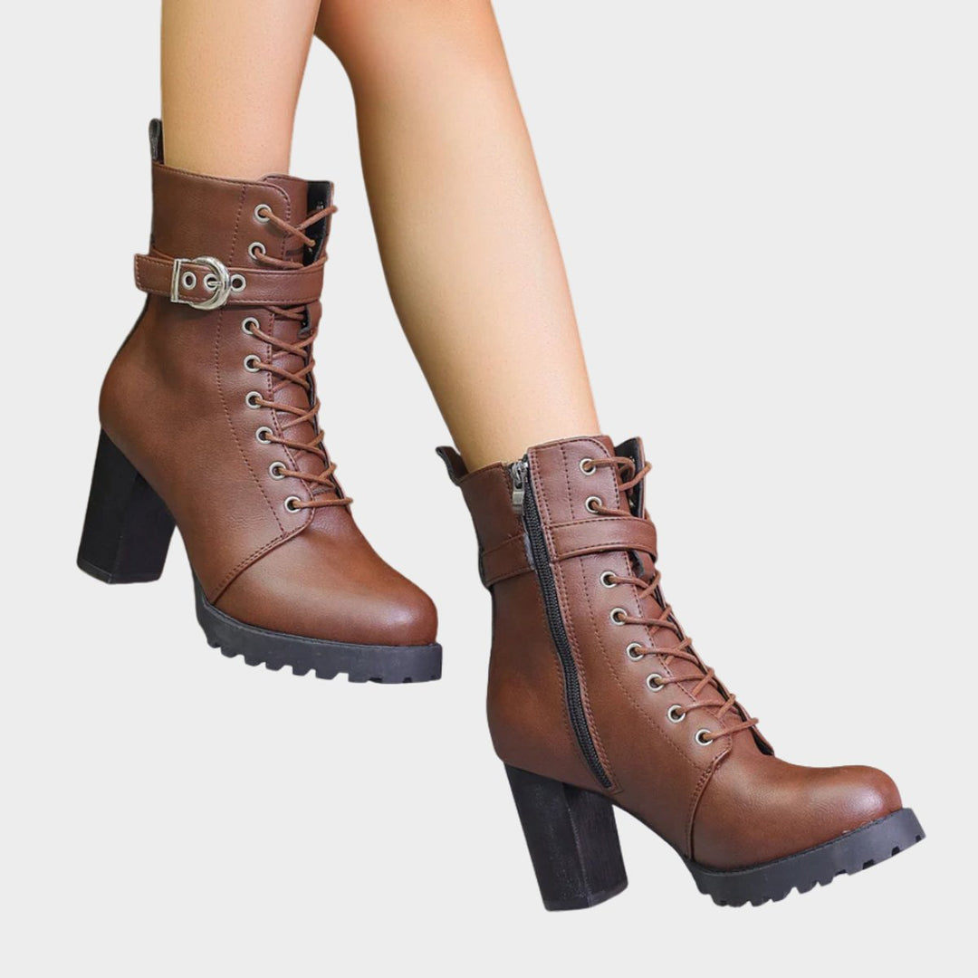 Maya | Edgy Block-Heel Combat Ankle Boots