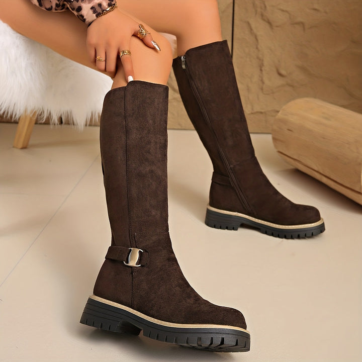 Olivia | Elegant And Practical Low Block Heel Knee High Boots