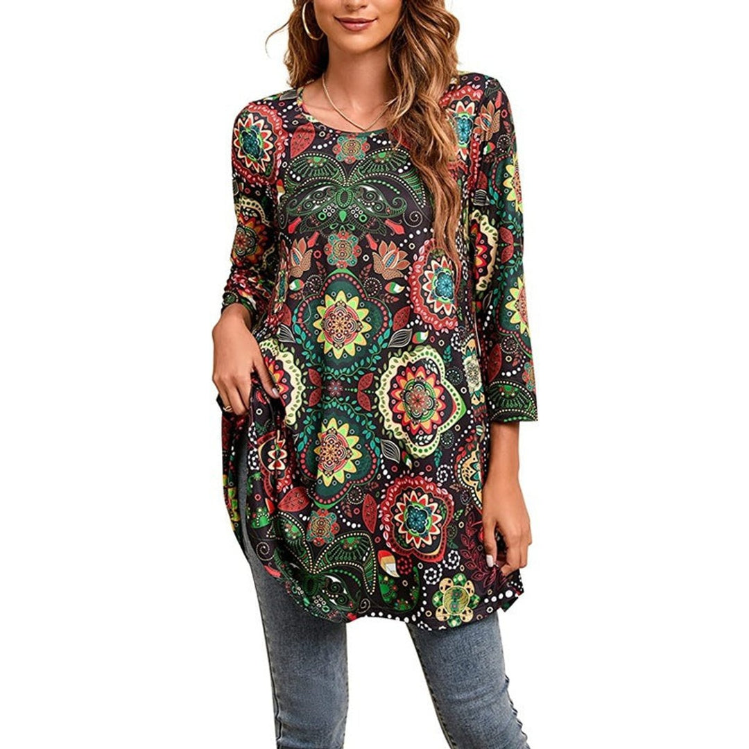 Elise | Leichtes A-Linien-Tunikashirt mit Mandala-Print