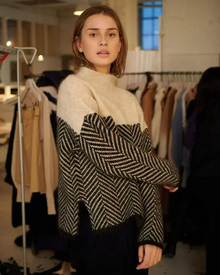 Madison | Elegant And Cozy Chevron Turtleneck Sweater
