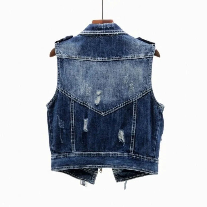 Jackson | Gilet de motard en denim robuste et élégant à effet usé