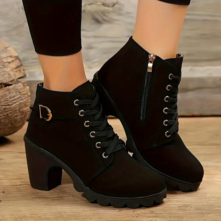 Grace | Stylish and Comfortable Lace-Up Block Heel Ankle Boots