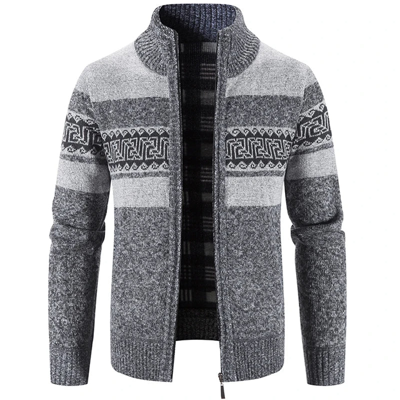 Lucas | Stylische Strickpulloverjacke mit Stehkragen