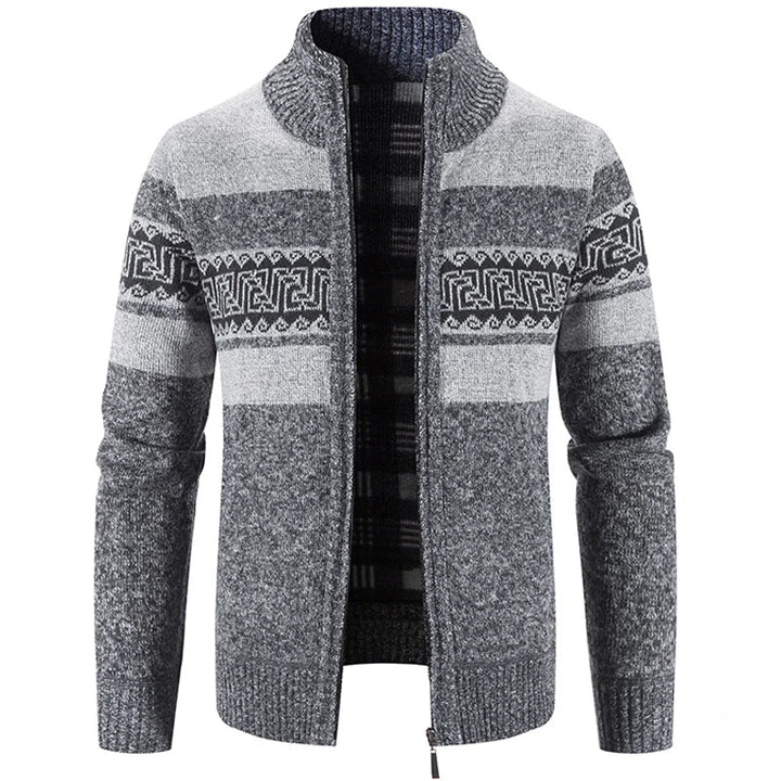 Lucas | Stylische Strickpulloverjacke mit Stehkragen