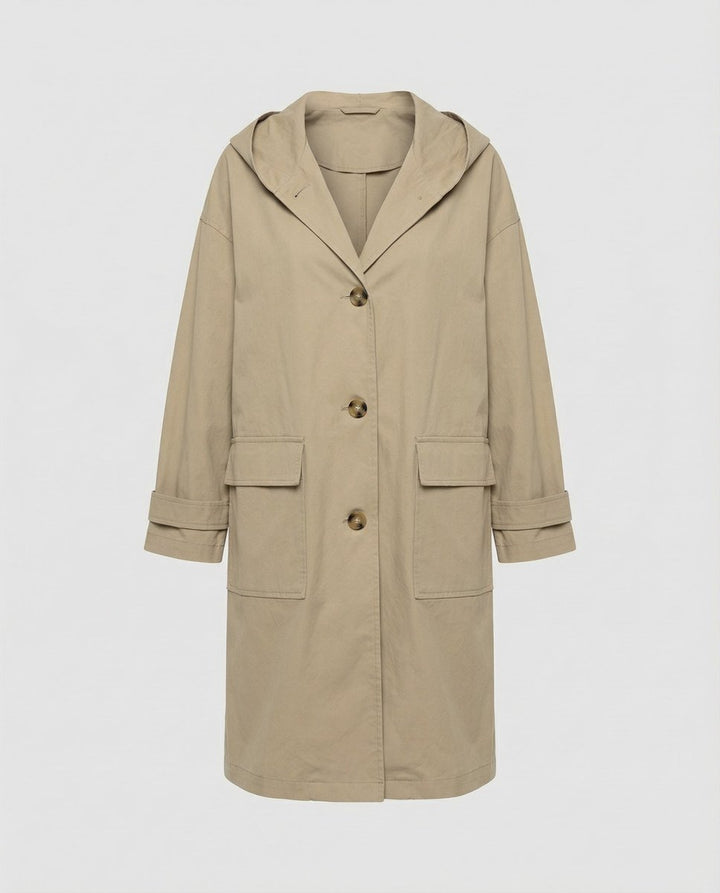 Claire | Eleganter und lässiger wasserdichter Trenchcoat mit Kapuze