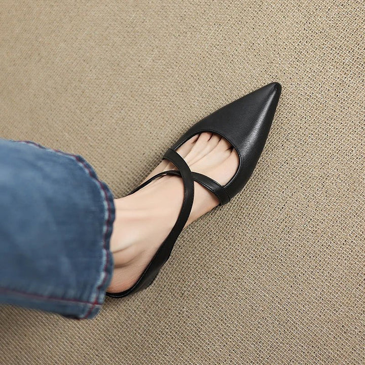 Seraphina | Mule sofisticate e confortevoli in pelle con cinturini incrociati