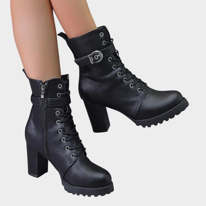 Maya | Edgy Block-Heel Combat Ankle Boots