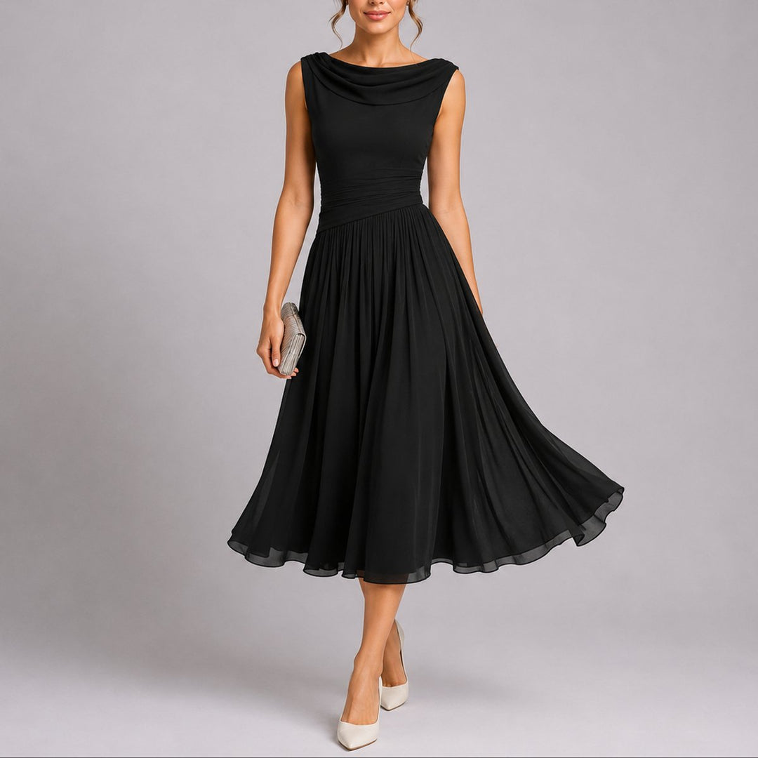 Stella | Elegant And Refined Fall Wedding Pleated Midi Dress