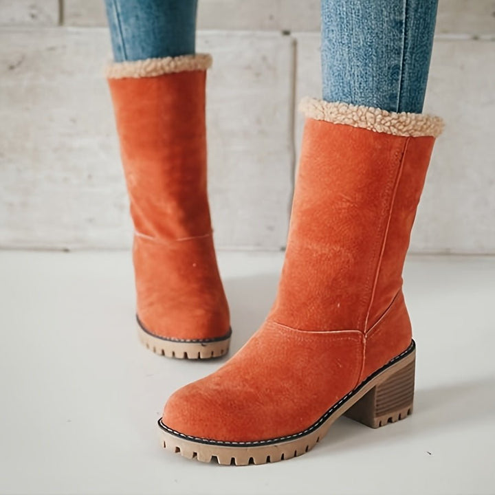 Elena | Cozy And Fleece-Lined Boots with Block Heel