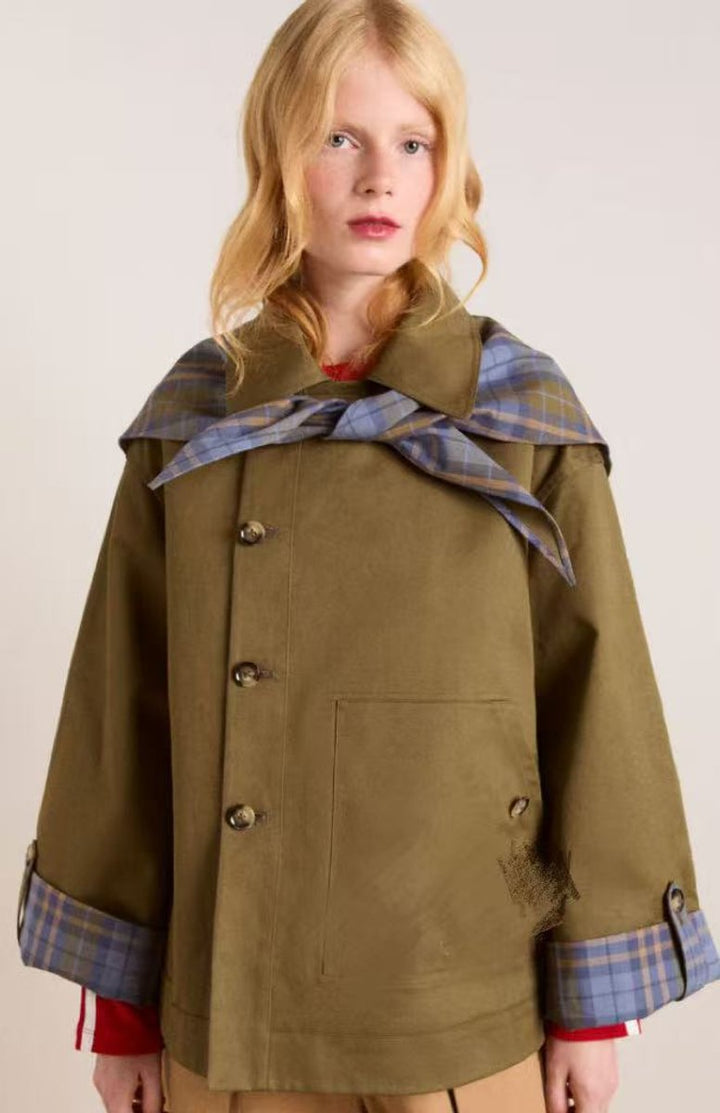 Audrey | Trench-coat oversize à carreaux, moderne et élégant