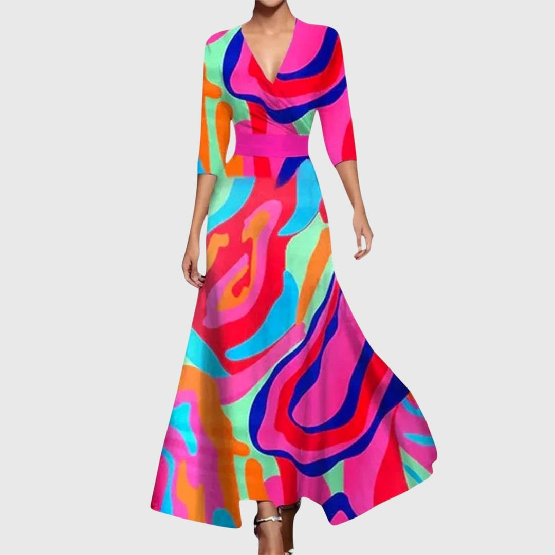 Mila | Floral V-Neck Wrap Long Sleeved Maxi Dress