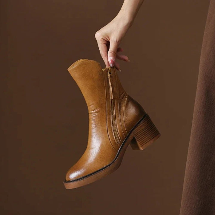 Chloe | Timeless Block-Heel Smooth Leather Ankle Boots