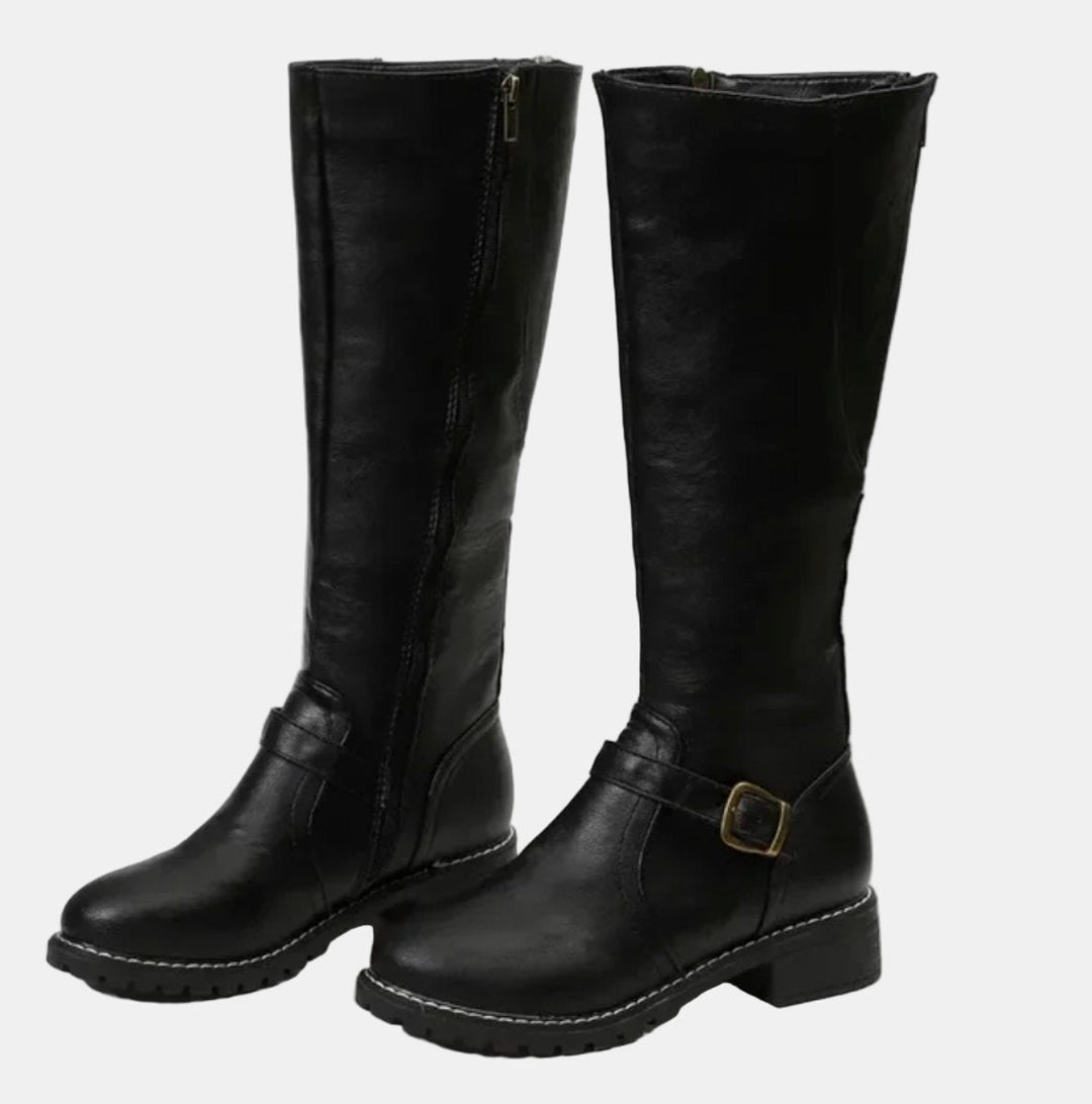 Luna | Elegant And Comfortable Buckle Strap Knee High Boots