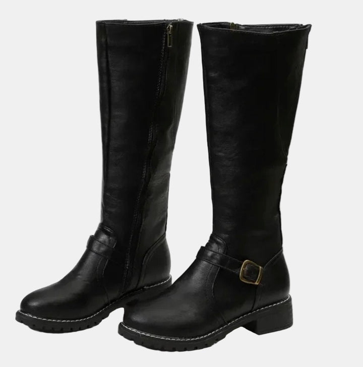 Luna | Elegant And Comfortable Buckle Strap Knee High Boots