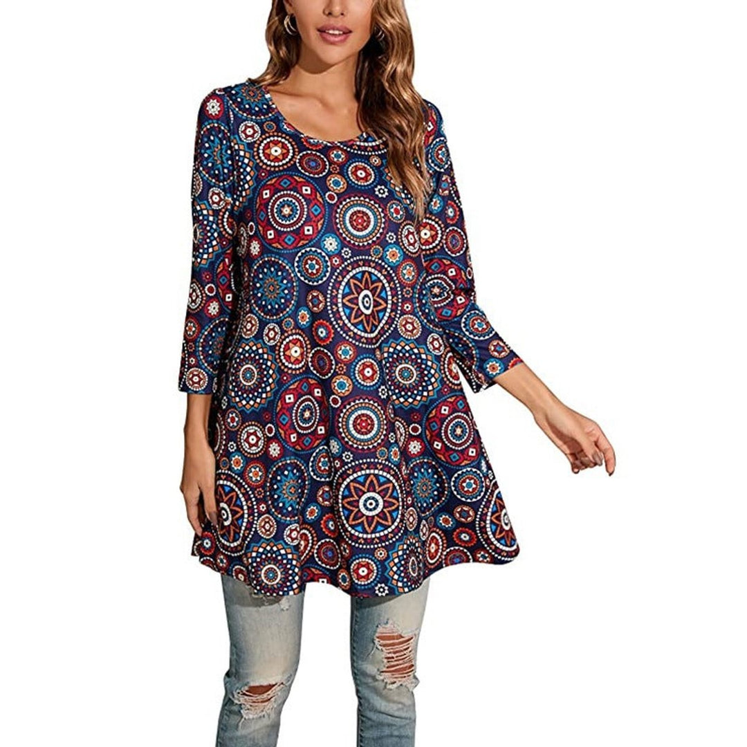 Elise | Leichtes A-Linien-Tunikashirt mit Mandala-Print