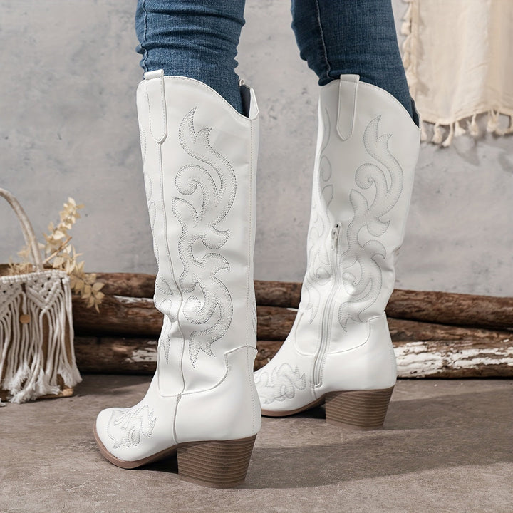 Evelyn | Classic Wide Calf Western Knee High Cowboy Boots