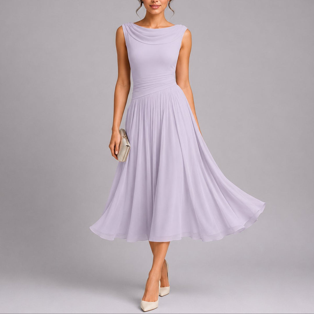 Stella | Elegant And Refined Fall Wedding Pleated Midi Dress