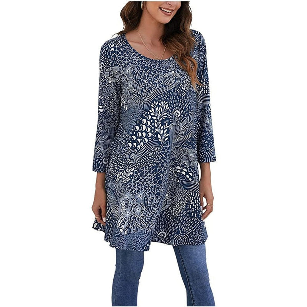 Elise | Leichtes A-Linien-Tunikashirt mit Mandala-Print