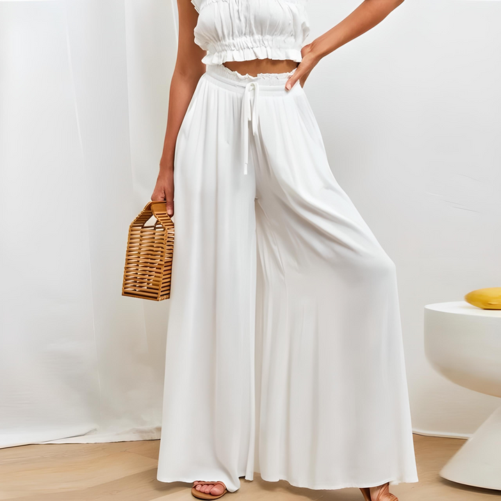 Sophia | Elegante und atmungsaktive Hose aus reiner Baumwolle mit weitem Bein