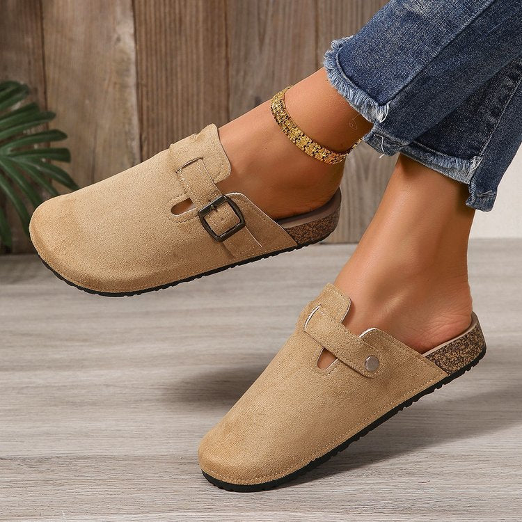 Aurelia | Mules confortables en daim à boucle, à enfiler, pour femme