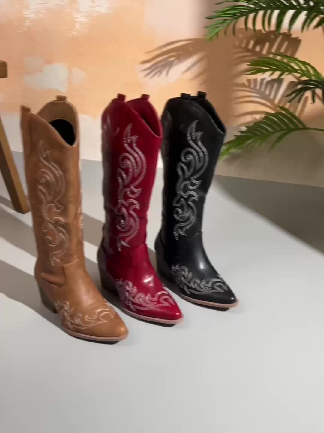 Evelyn | Classic Wide Calf Western Knee High Cowboy Boots